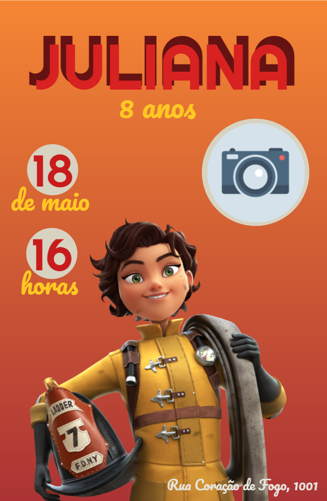 Convite Aniversário Coração de Fogo com Foto para Editar Online Convite Aniversário Coração de Fogo com Foto para Editar Online