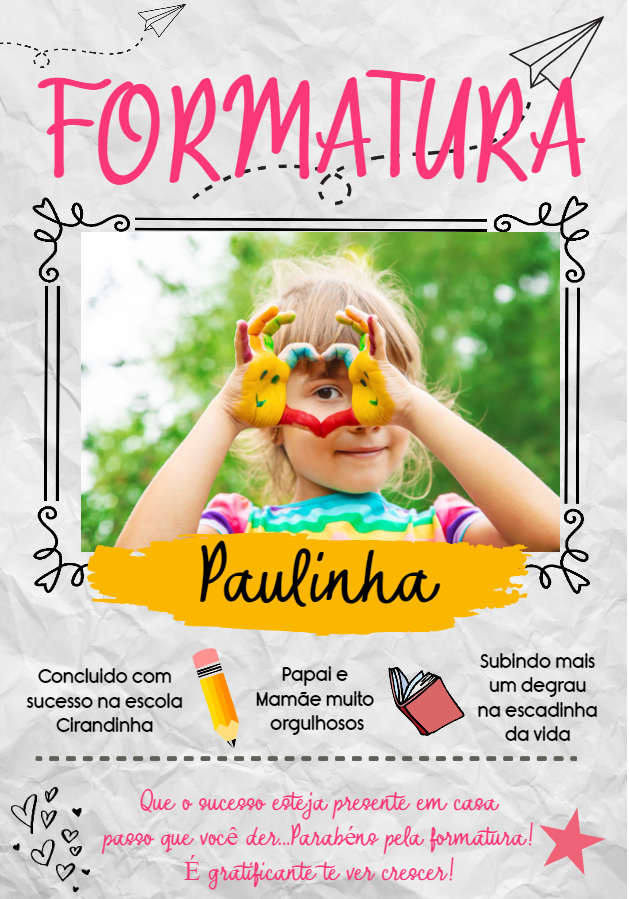 Convite Formatura Infantil com Foto para Editar Online Convite Formatura Infantil com Foto para Editar Online