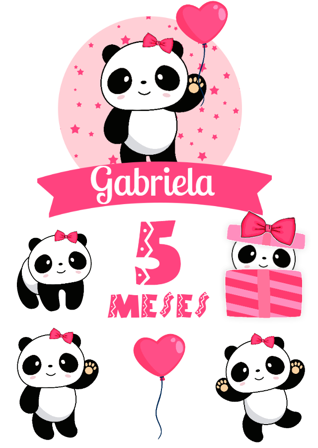 Topo de Bolo Mesversário Pandinha Rosa para Editar Online Topo de Bolo Mesversário Pandinha Rosa para Editar Online