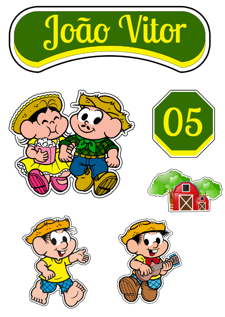 Topo de Bolo Chico Bento para Aniversário Editável Online Topo de Bolo Chico Bento para Aniversário Editável Online