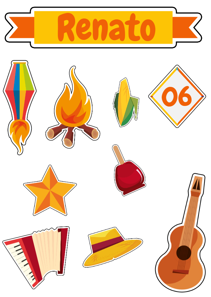 Topo de Bolo Festa Junina com Elementos para Editar Online