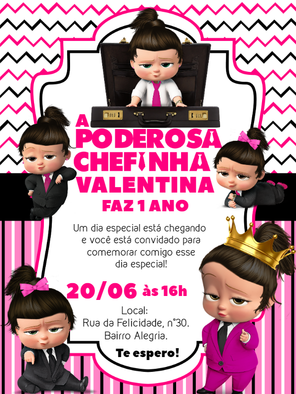 Convite de Aniversário Poderosa Chefinha para Editar Online Convite de Aniversário Poderosa Chefinha para Editar Online