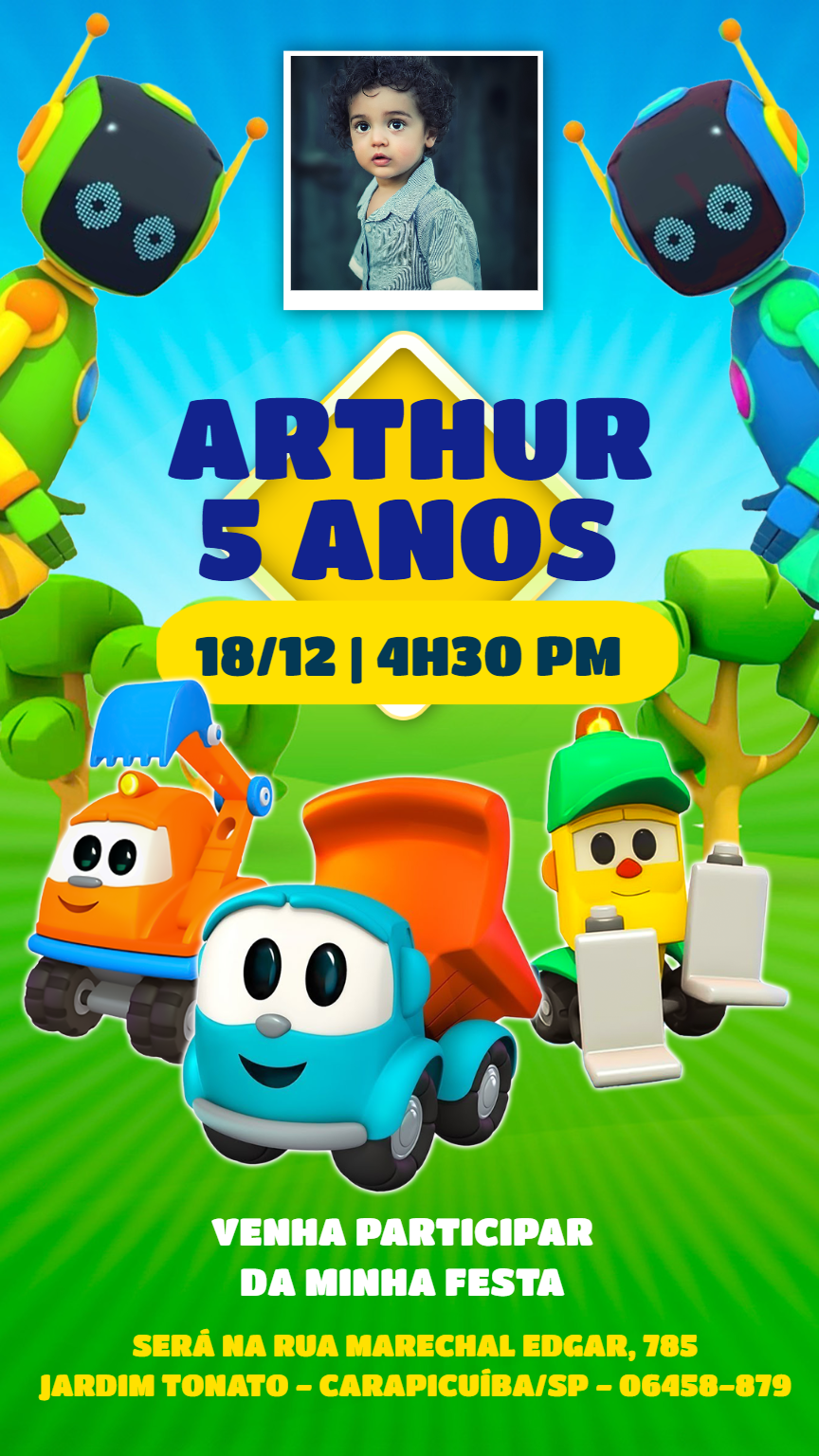 Convite de Aniversário Léo o Caminhão para Editar Online Convite de Aniversário Léo o Caminhão para Editar Online