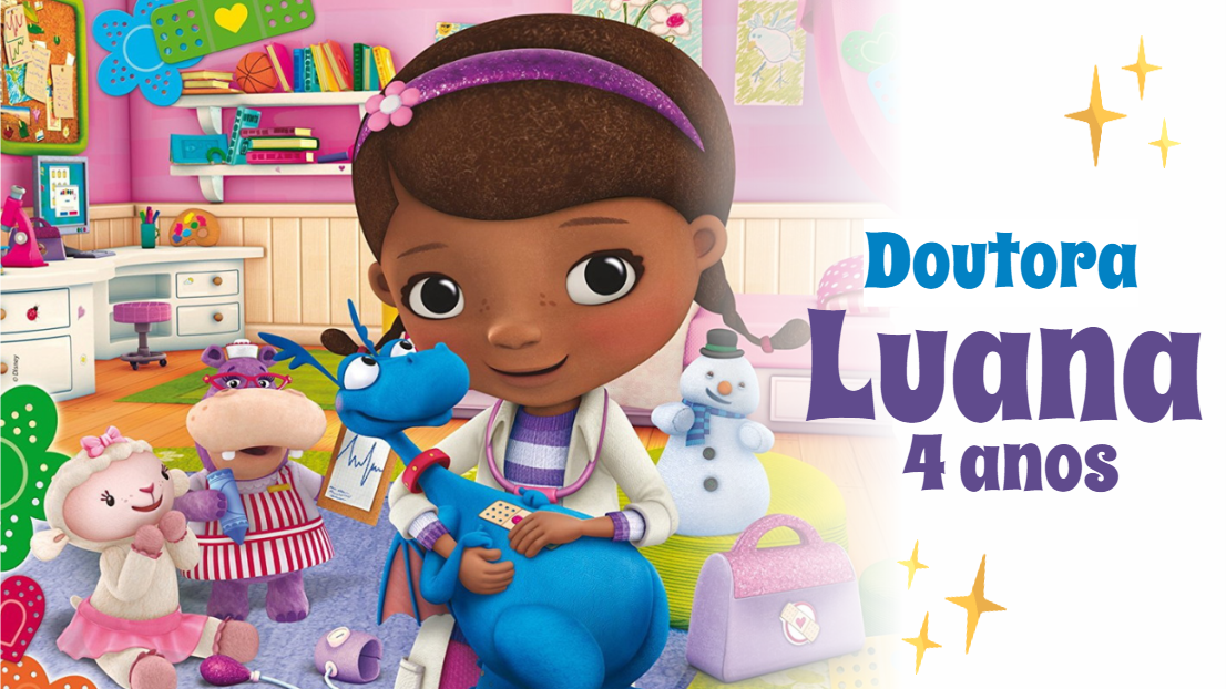 Painel de TV Aniversário Doutora Brinquedos para Editar Online