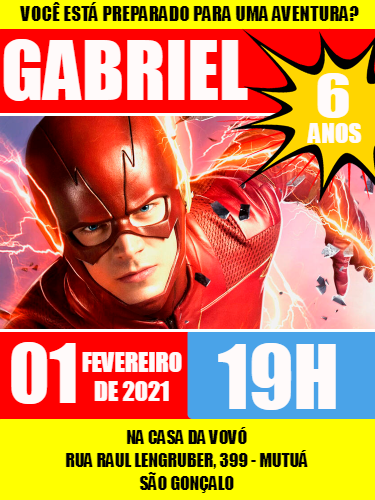 Convite Aniversário The Flash para Editar e Imprimir Convite Aniversário The Flash para Editar e Imprimir