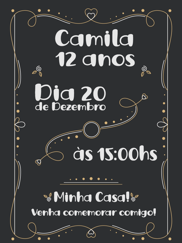 Convite de Aniversário Quadro Negro para Editar Online Convite de Aniversário Quadro Negro para Editar Online