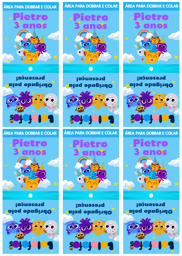 Capa para Pirulito Bolofofos Editável para Festa Infantil Capa para Pirulito Bolofofos Editável para Festa Infantil