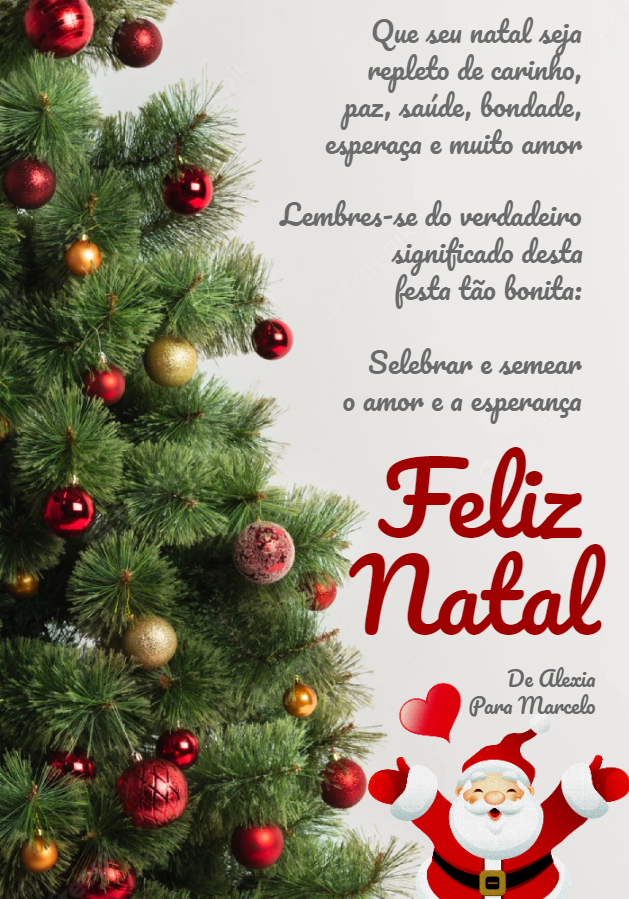 Cartão de Natal com Papai Noel e Árvore para Editar Online Cartão de Natal com Papai Noel e Árvore para Editar Online
