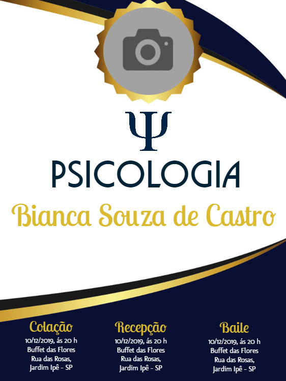 Convite de Formatura Psicologia com Foto para Editar Online Convite de Formatura Psicologia com Foto para Editar Online