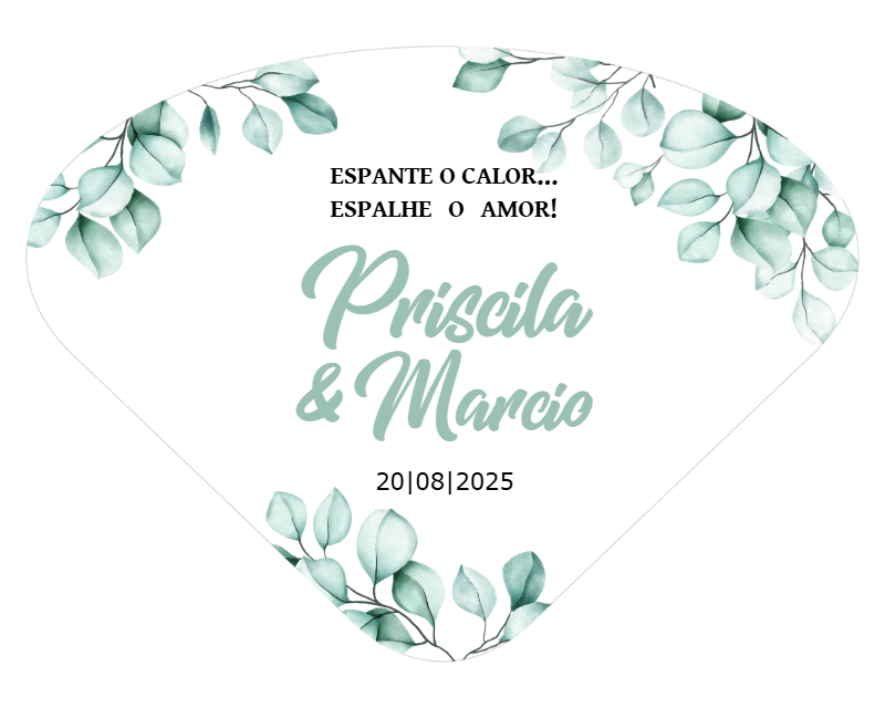 Leque de Casamento Floral Eucalipto Editável Online Leque de Casamento Floral Eucalipto Editável Online