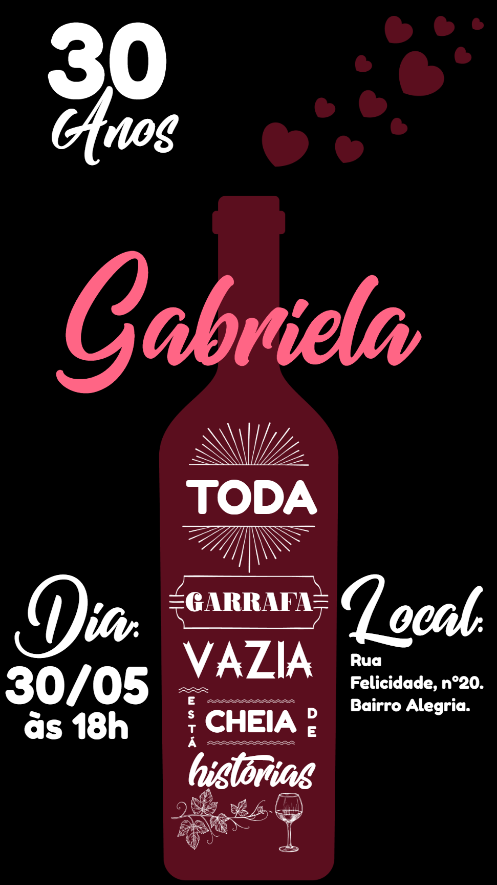 Convite de Aniversário Adulto Tema Vinho para Editar Online Convite de Aniversário Adulto Tema Vinho para Editar Online