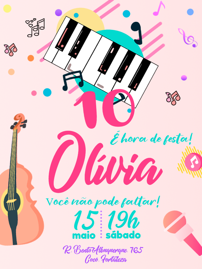 Convite de Aniversário Tema Música para Editar Online Convite de Aniversário Tema Música para Editar Online