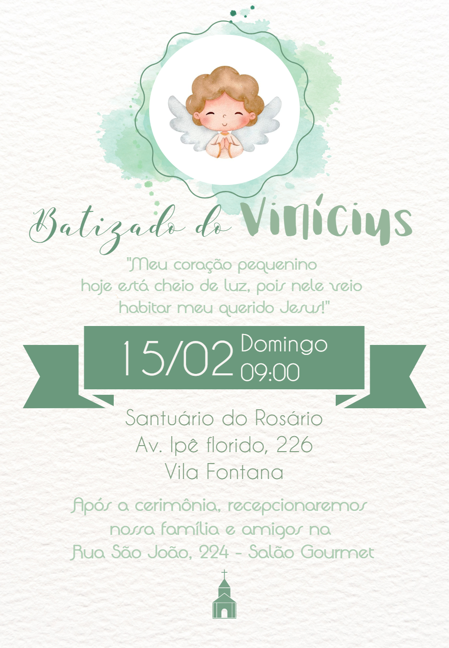 Convite de Batizado Anjinho Aquarela para Editar Online Convite de Batizado Anjinho Aquarela para Editar Online