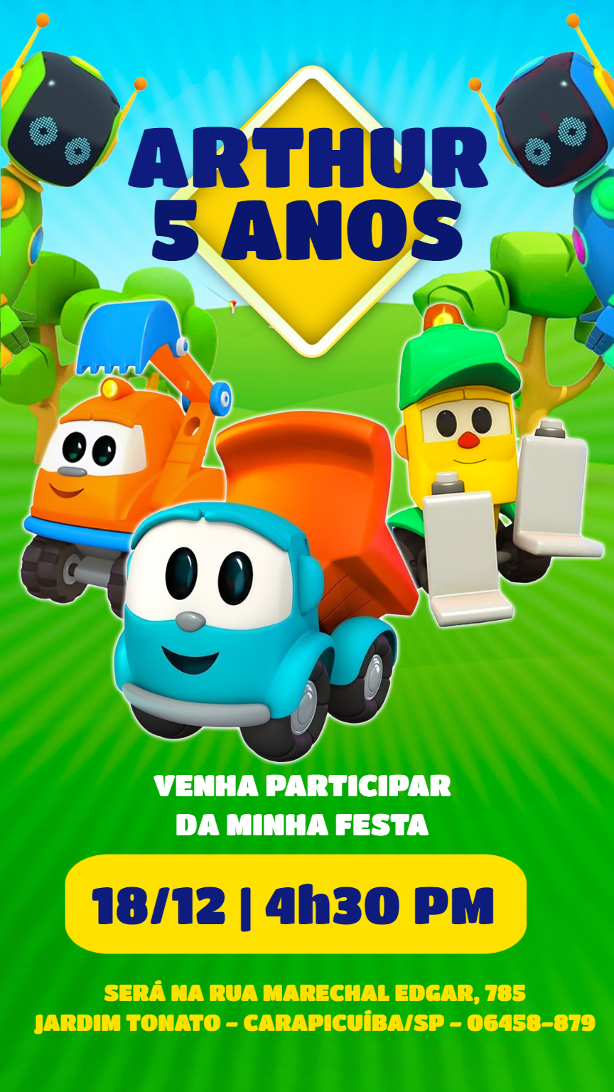 Convite Aniversário Léo o Caminhão para Editar Online Convite Aniversário Léo o Caminhão para Editar Online