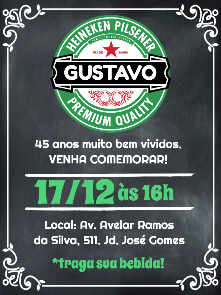 Convite Aniversário Tema Cerveja Heineken para Editar Online Convite Aniversário Tema Cerveja Heineken para Editar Online