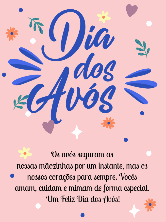 Cartão Dia dos Avós com Flores e Corações para Editar Cartão Dia dos Avós com Flores e Corações para Editar