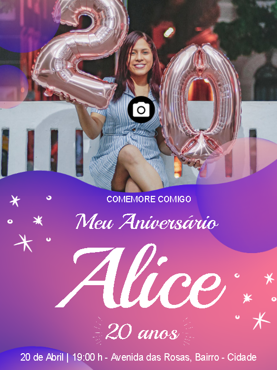 Convite de Aniversário Moderno com Foto para Editar Online Convite de Aniversário Moderno com Foto para Editar Online