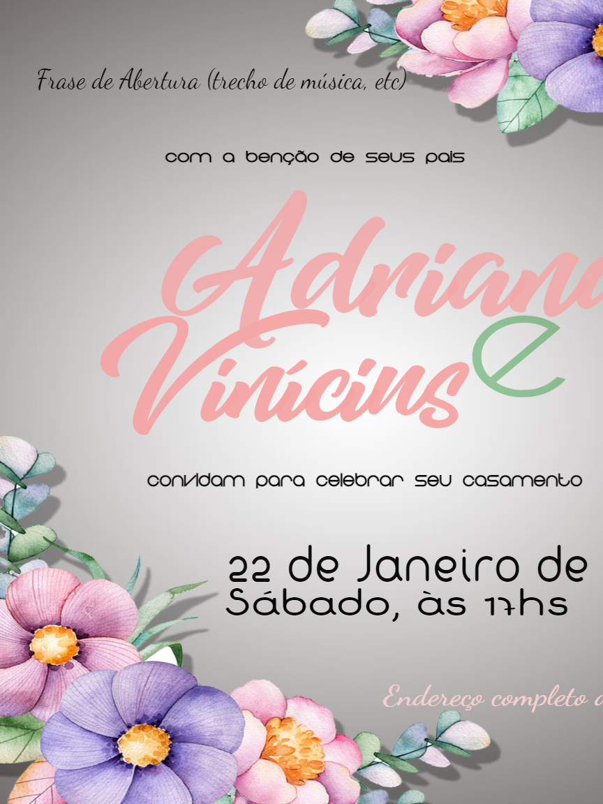 Convite de Casamento Floral com Aquarela para Editar Online Convite de Casamento Floral com Aquarela para Editar Online