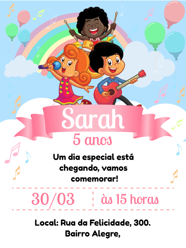 Convite Aniversário Três Palavrinhas Rosa para Editar Online Convite Aniversário Três Palavrinhas Rosa para Editar Online