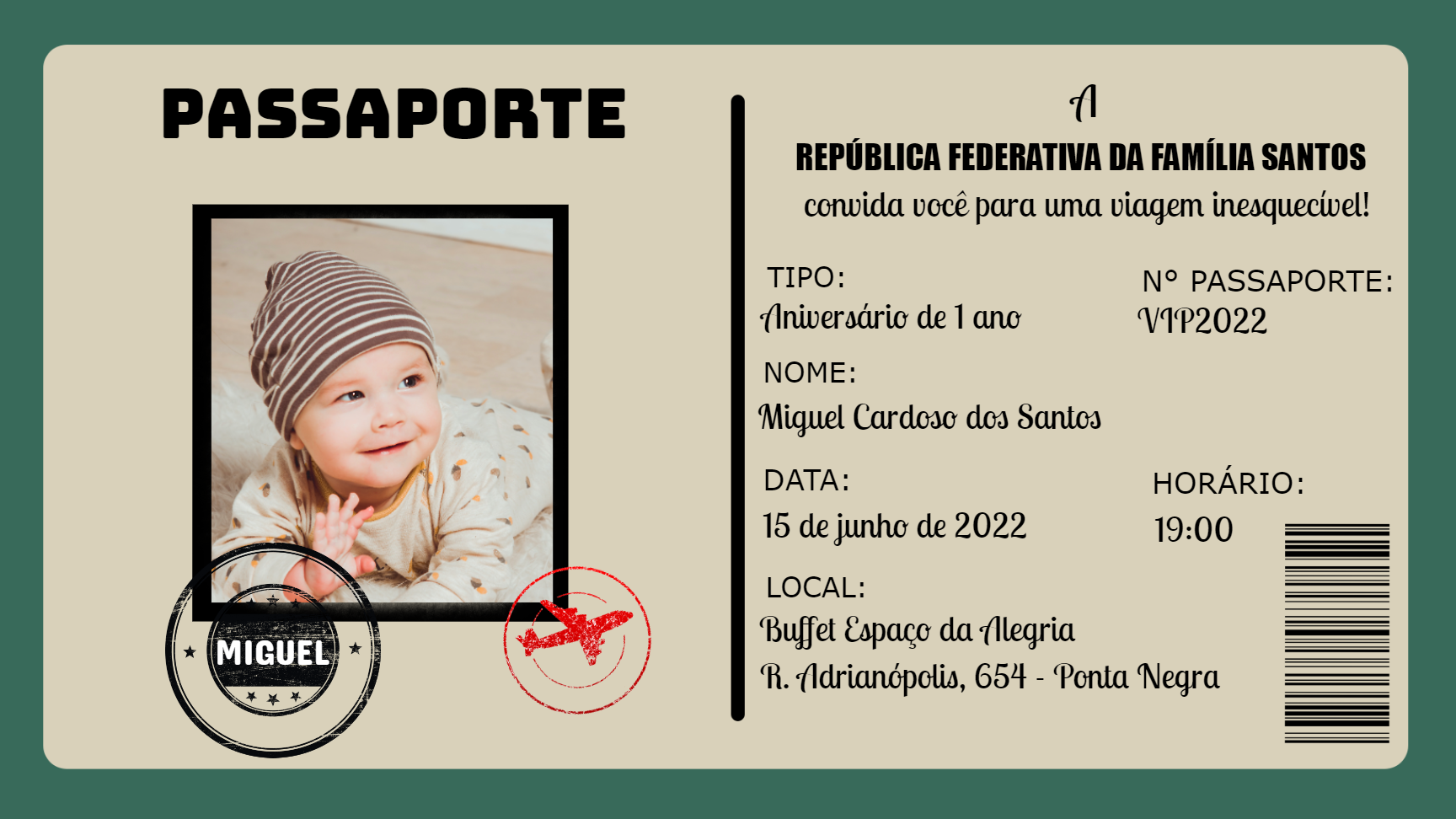 Convite de Aniversário Passaporte para Editar Online Convite de Aniversário Passaporte para Editar Online