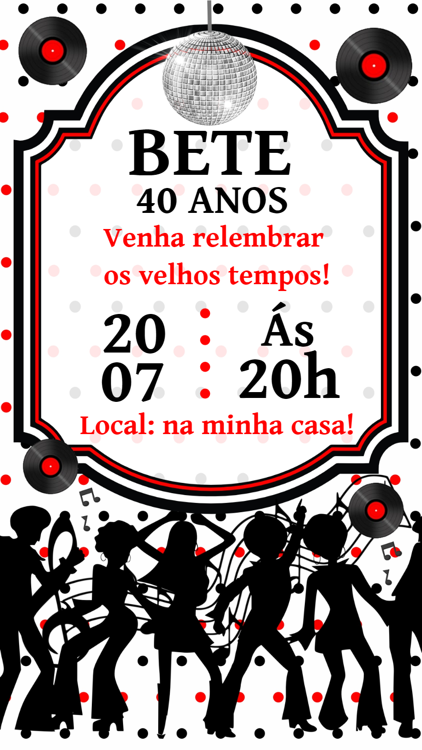 Convite Aniversário Festa Retrô Anos 60 para Editar Online Convite Aniversário Festa Retrô Anos 60 para Editar Online