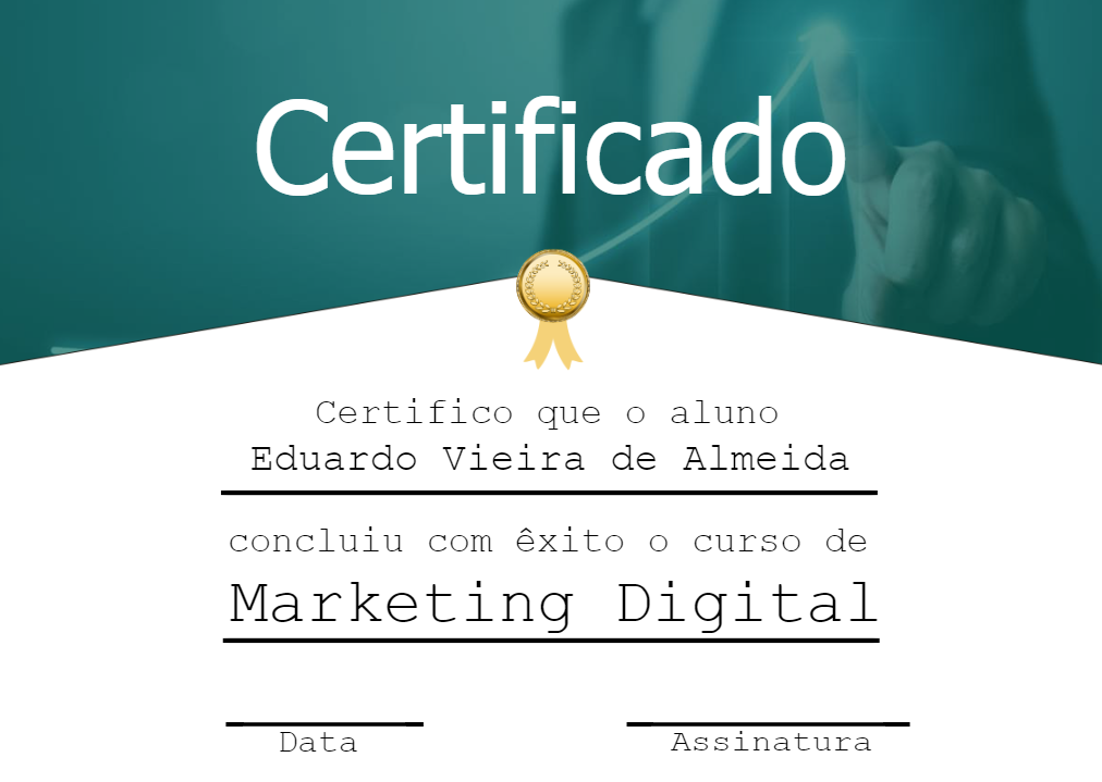 Certificado de Marketing Digital Profissional para Editar Certificado de Marketing Digital Profissional para Editar