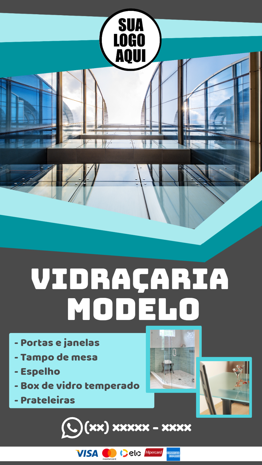 Arte para Vidraçaria: Panfleto Profissional Editável Online Arte para Vidraçaria: Panfleto Profissional Editável Online