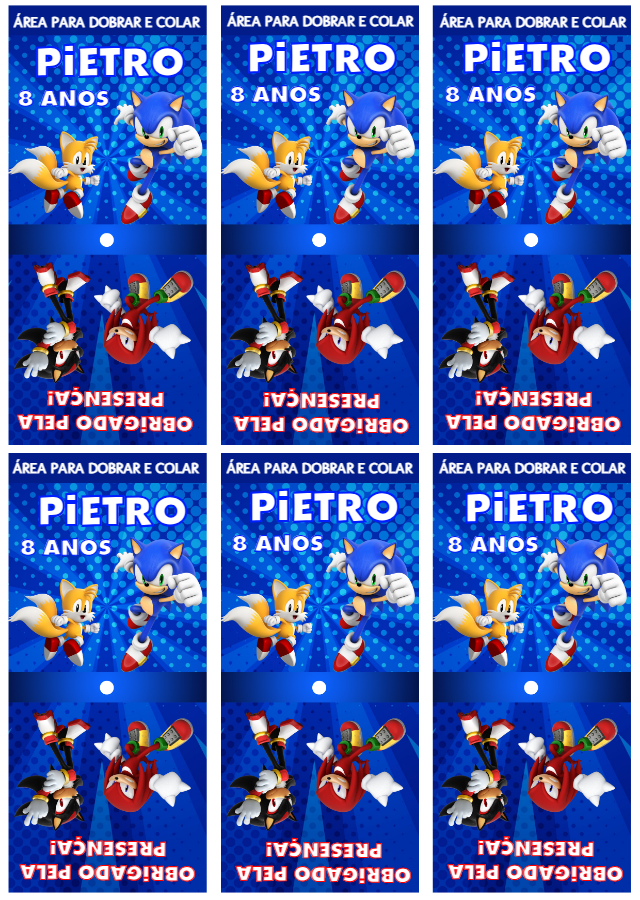 Capa de Pirulito Aniversário Sonic com Personagens para Editar Capa de Pirulito Aniversário Sonic com Personagens para Editar