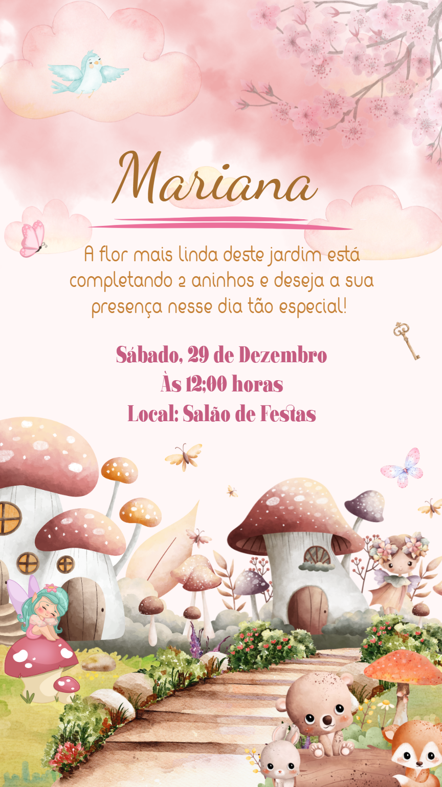 Convite Aniversário Bosque Encantado para Editar Online Convite Aniversário Bosque Encantado para Editar Online