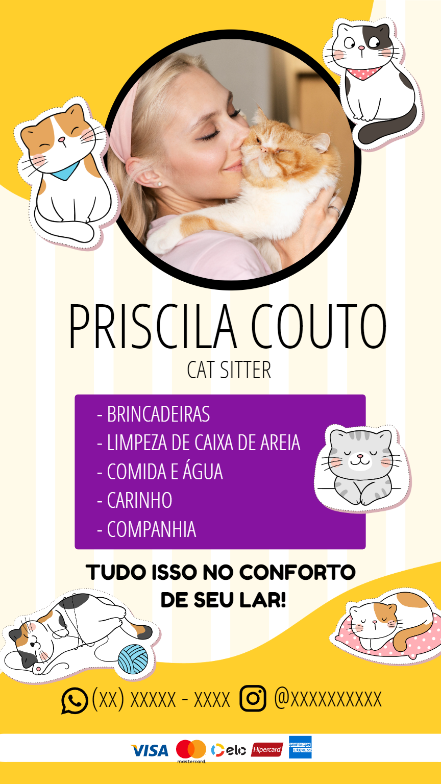 Modelo de Flyer Cat Sitter com Gatinhos para Editar Online Modelo de Flyer Cat Sitter com Gatinhos para Editar Online