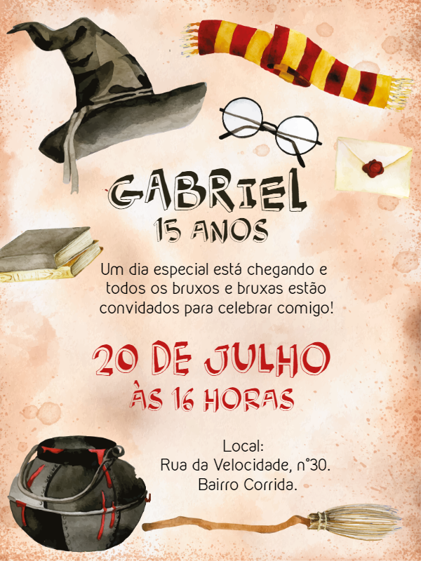 Convite de Aniversário Harry Potter para Editar Online Convite de Aniversário Harry Potter para Editar Online