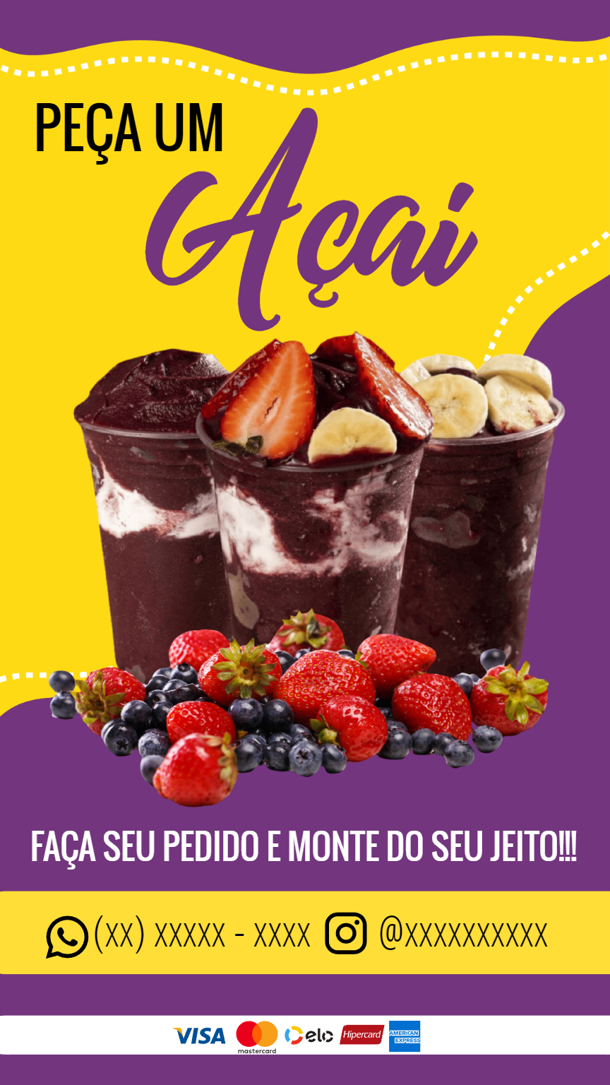 Post para Açaí Editável Online: Divulgue seu Delivery Post para Açaí Editável Online: Divulgue seu Delivery