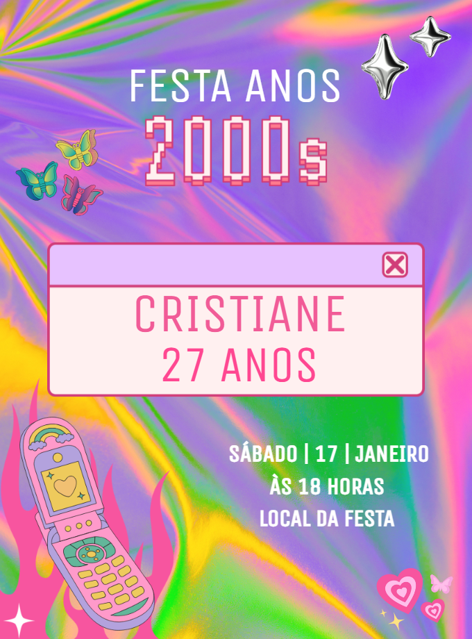 Convite de Aniversário Festa Anos 2000 para Editar Online Convite de Aniversário Festa Anos 2000 para Editar Online