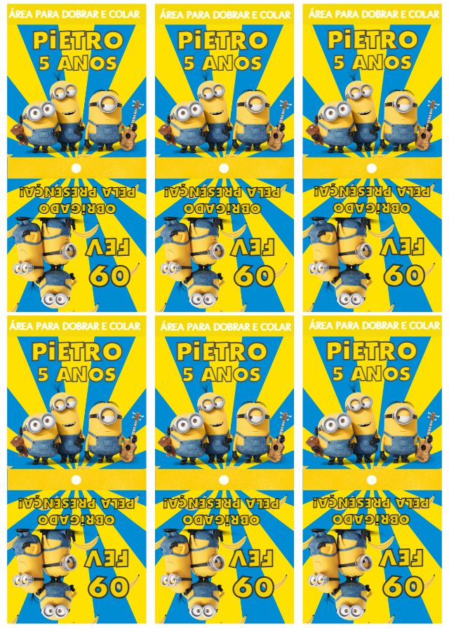 Capa para Pirulito Minions de Aniversário para Editar Capa para Pirulito Minions de Aniversário para Editar