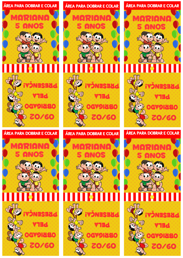 Capa de Pirulito Aniversário Turma da Mônica Editável