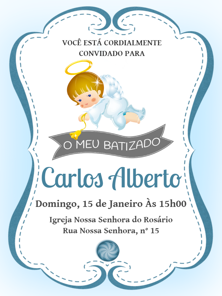 Convite de Batizado Menino com Anjo Azul para Editar Online Convite de Batizado Menino com Anjo Azul para Editar Online