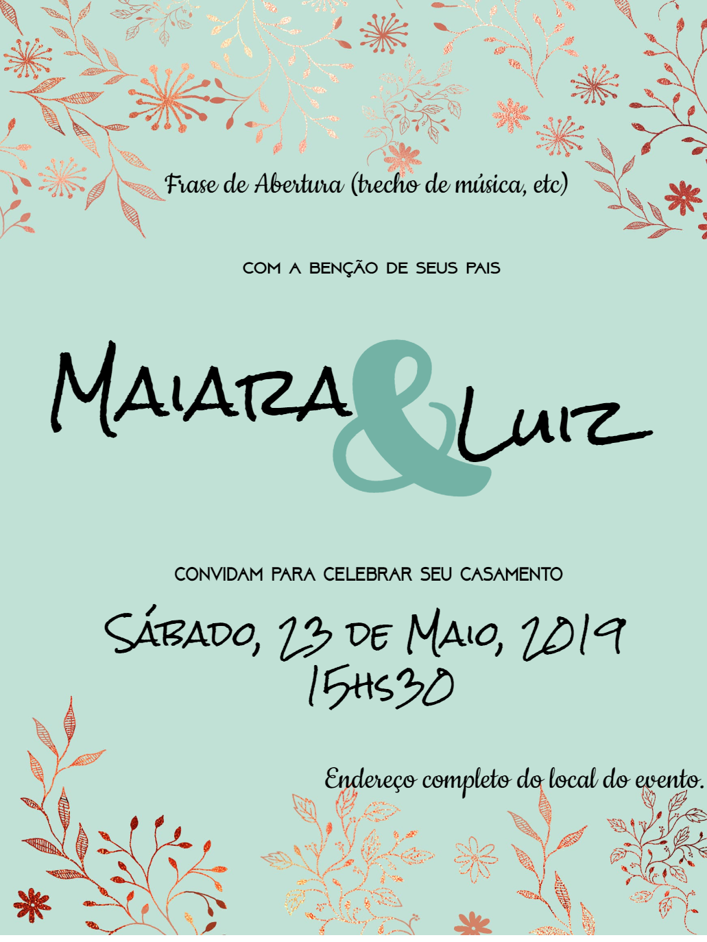 Convite de Casamento Floral Delicado para Editar Online Convite de Casamento Floral Delicado para Editar Online