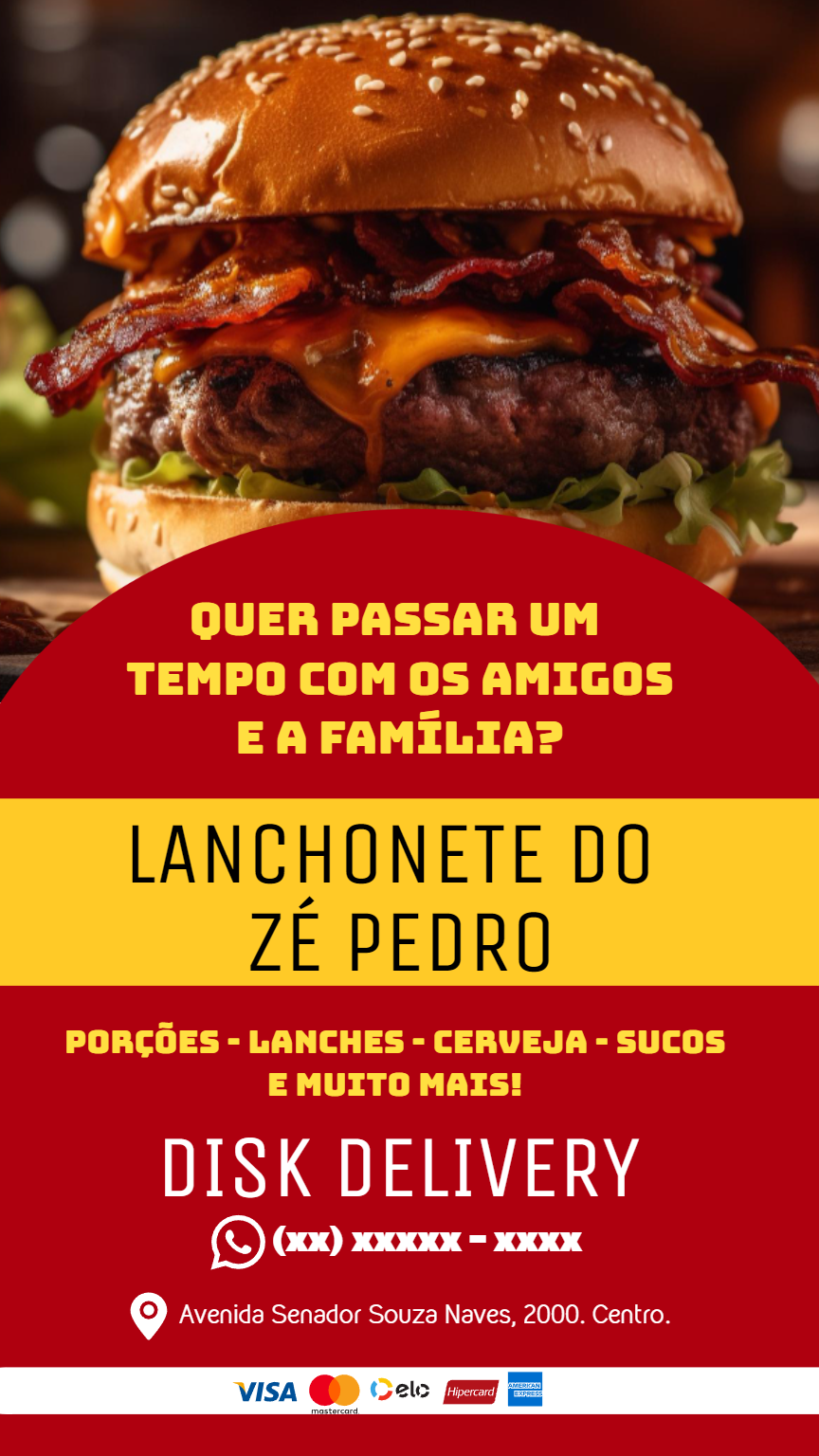 Flyer de Lanchonete com Hambúrguer para Editar Online Flyer de Lanchonete com Hambúrguer para Editar Online