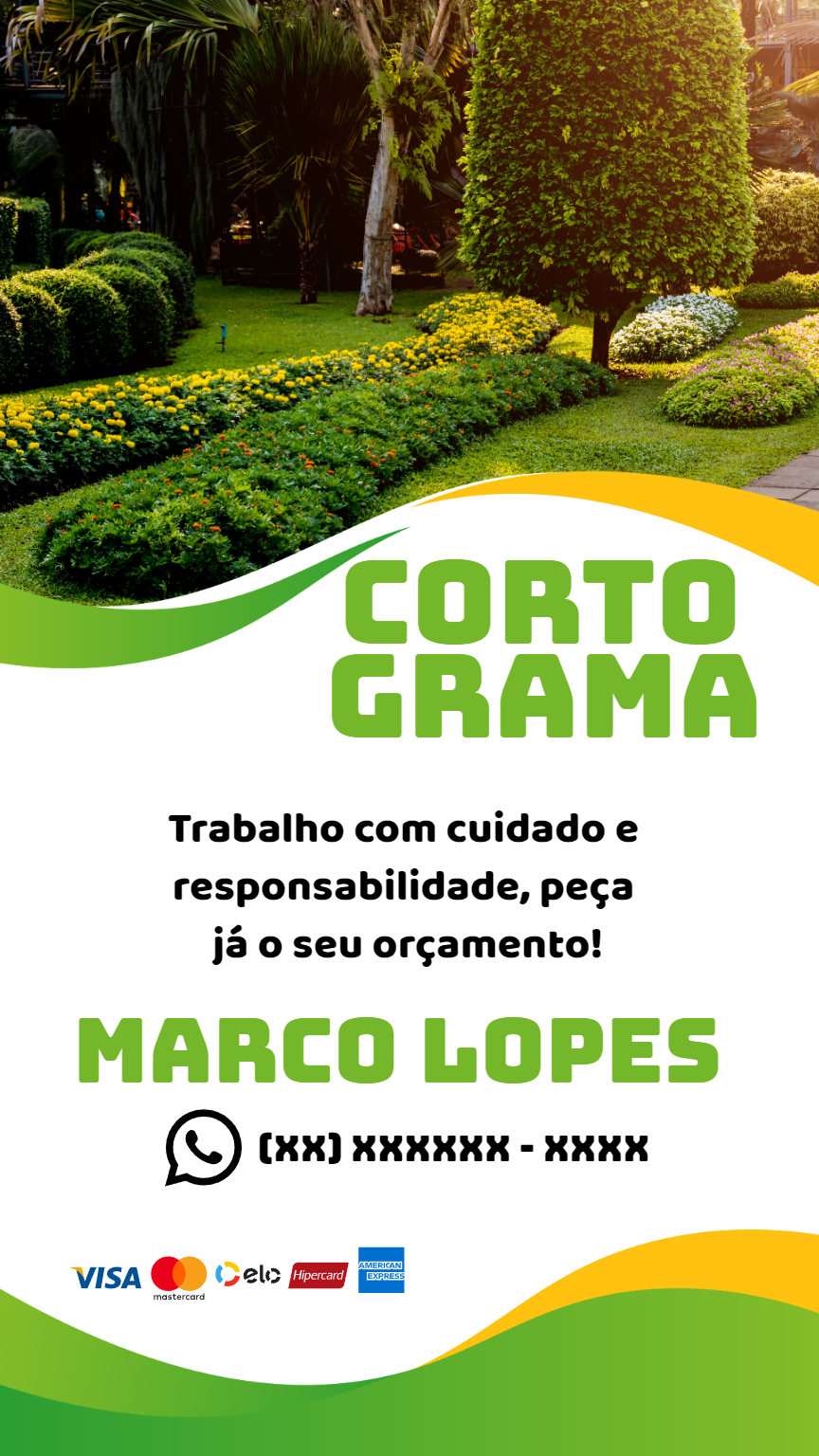 Arte para Cortador de Grama: Modelo Editável para Divulgar Arte para Cortador de Grama: Modelo Editável para Divulgar