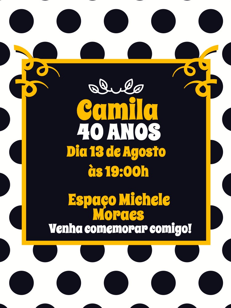 Convite de Aniversário Poá Clássico para Editar Online Convite de Aniversário Poá Clássico para Editar Online