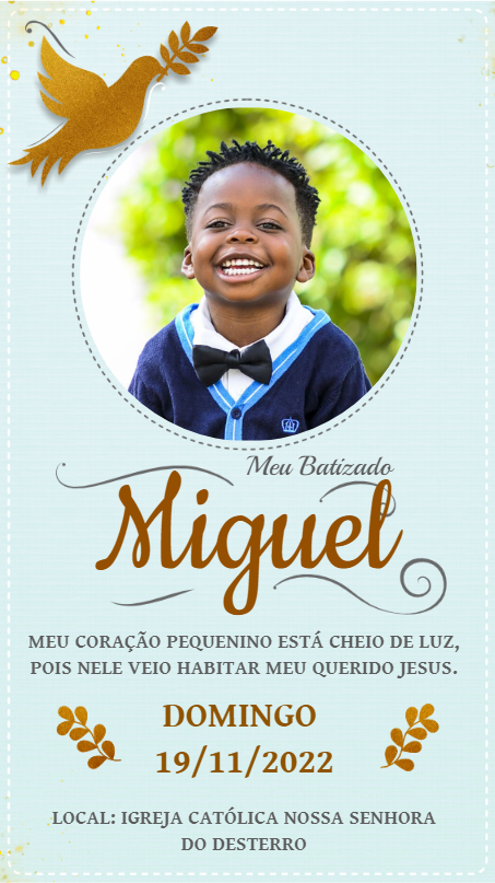 Convite de Batizado Menino com Foto para Editar Online Convite de Batizado Menino com Foto para Editar Online