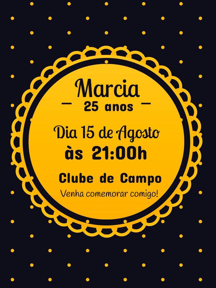 Convite de Aniversário Poá Elegante para Editar Online Convite de Aniversário Poá Elegante para Editar Online