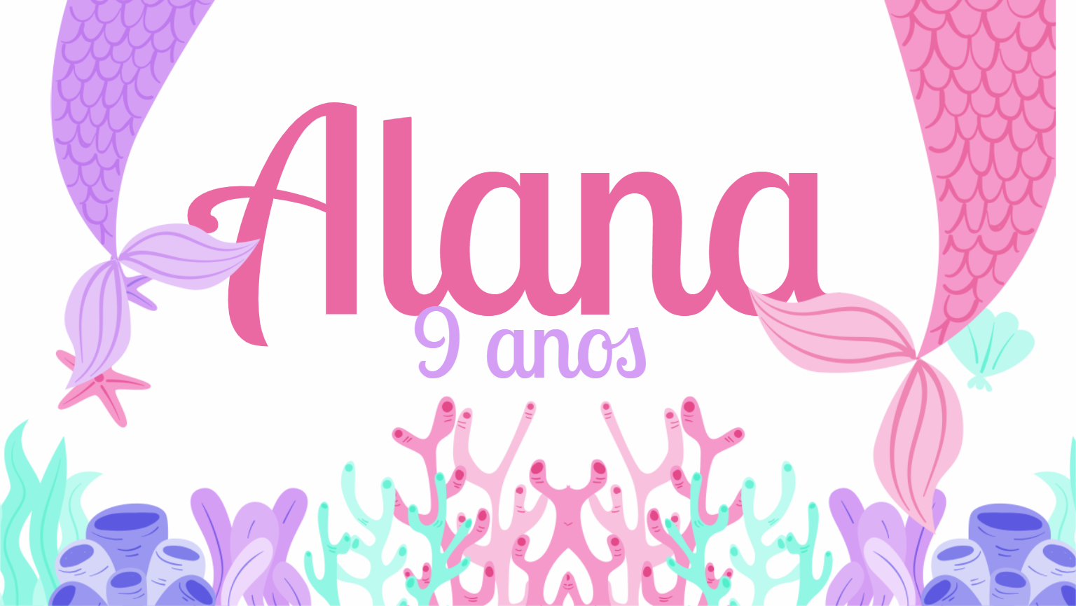 Painel de TV Aniversário Sereia para Editar Online Painel de TV Aniversário Sereia para Editar Online