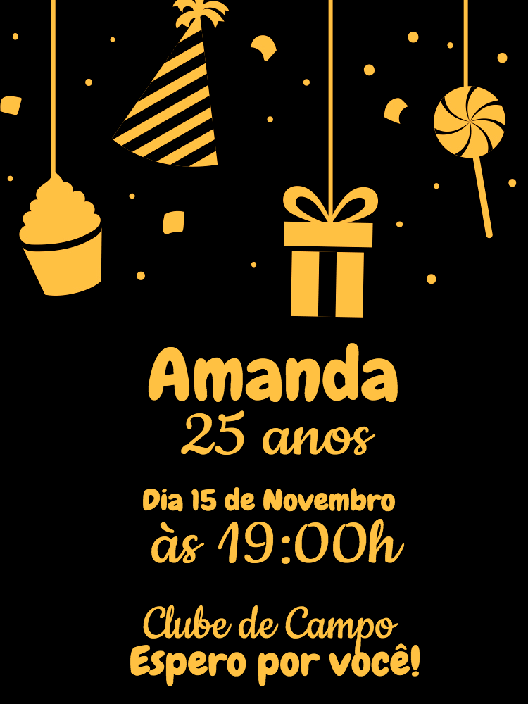 Convite de Aniversário Elegante com Presentes para Editar Online Convite de Aniversário Elegante com Presentes para Editar Online