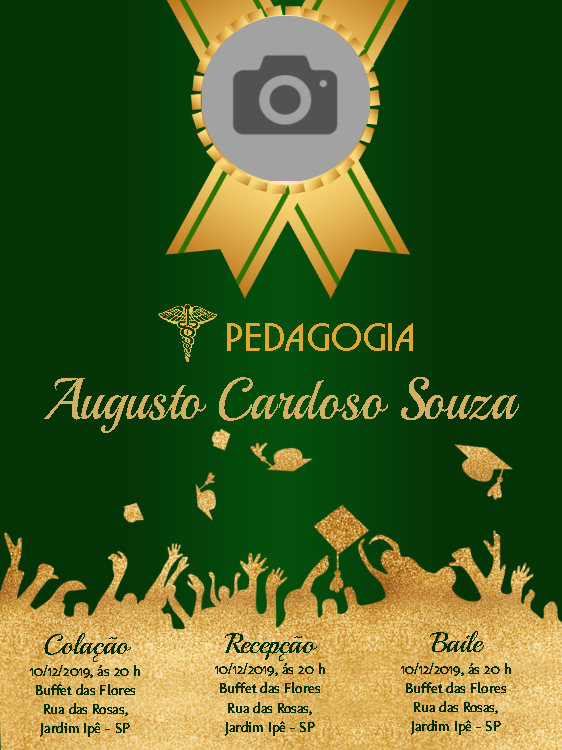 Convite de Formatura Pedagogia com Foto para Editar Online Convite de Formatura Pedagogia com Foto para Editar Online