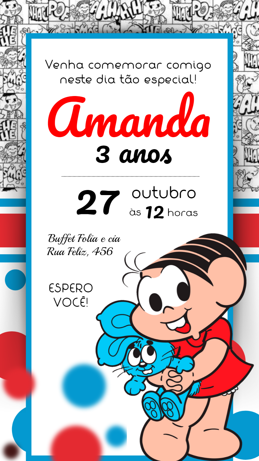Convite de Aniversário Turma da Mônica para Editar Online Convite de Aniversário Turma da Mônica para Editar Online