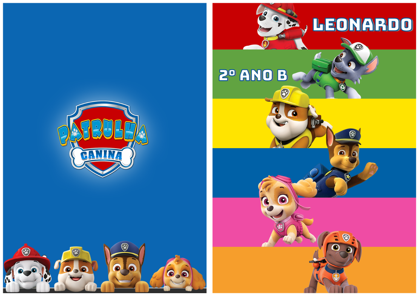 Capa de Caderno Patrulha Canina para Editar com Personagens Capa de Caderno Patrulha Canina para Editar com Personagens