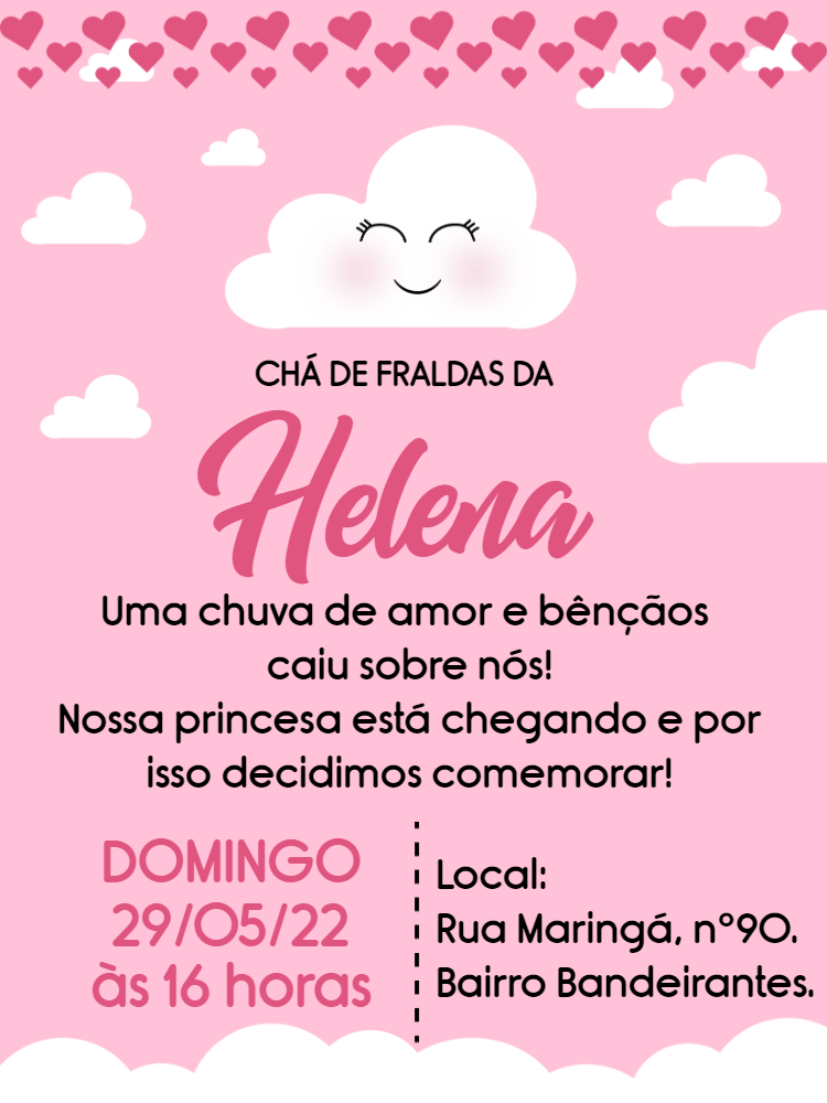 Convite Chá de Fraldas Chuva de Amor para Editar Online Convite Chá de Fraldas Chuva de Amor para Editar Online