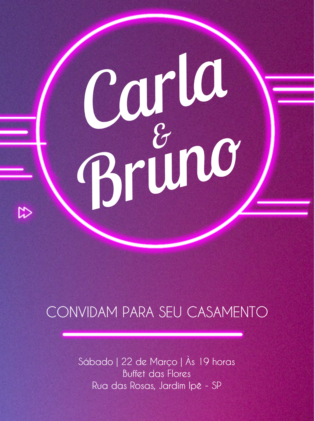 Convite de Casamento Neon Moderno para Editar Online