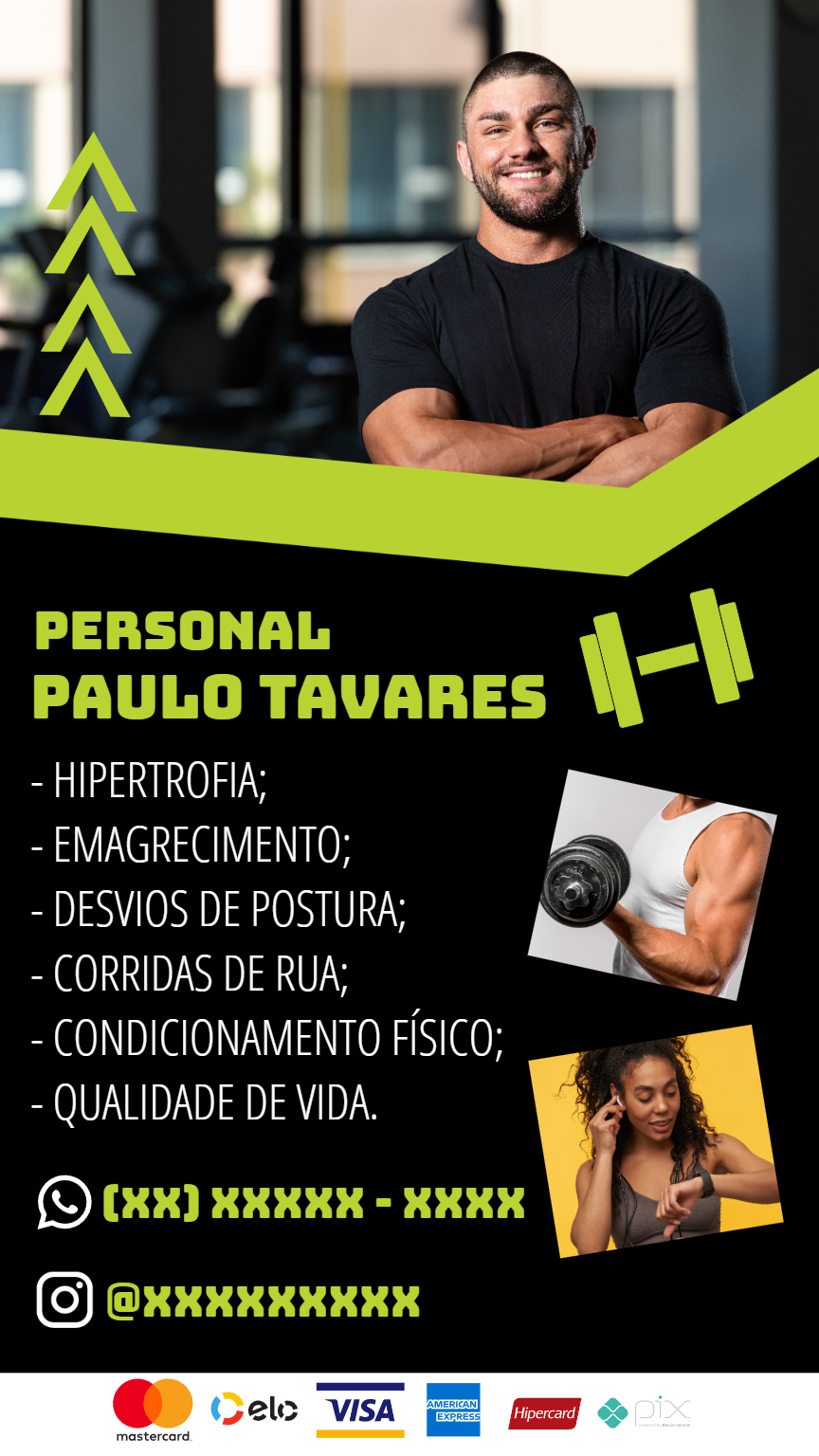 Cartão de Visita Personal Trainer Moderno para Editar Online Cartão de Visita Personal Trainer Moderno para Editar Online